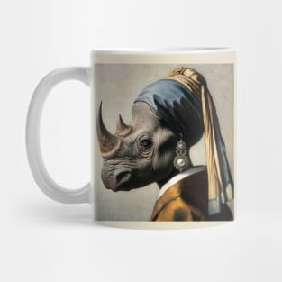 Wildlife Conservation - Pearl Earring Rhino Meme Mug